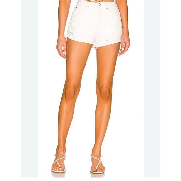 Free People Lasso Short Optic White Denim Distressed Cut Off Shorts size 28 NWT - Picture 1 of 4